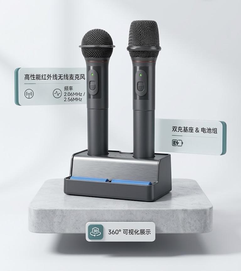 IR-100H 专业红外线手持无线话筒及 CD-4 充电座 - 海馨电子
